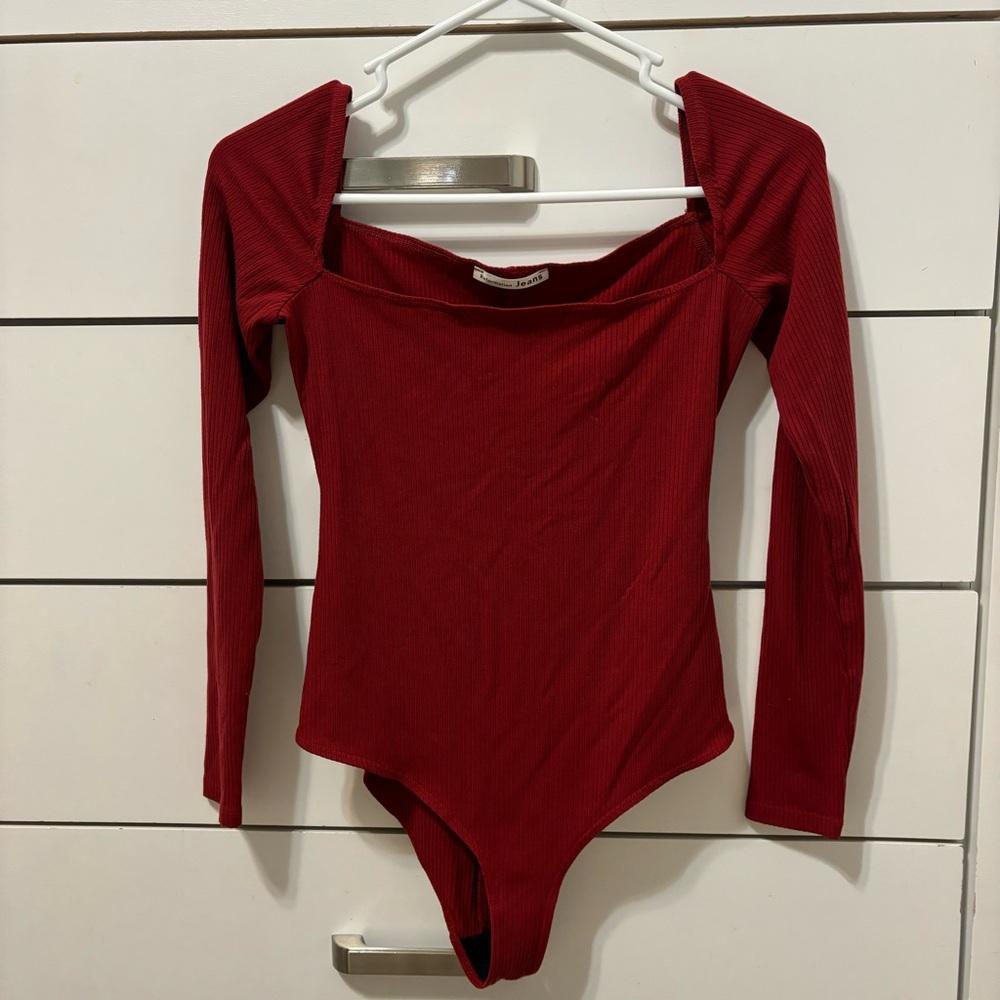 Reformation Red Square Neck Ribbed Bodysuit - Picture 3 of 7